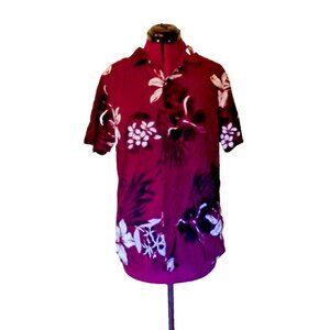 Express Shirt Men’s S Multicolor Button Front Short Sleeve Side Split Hem